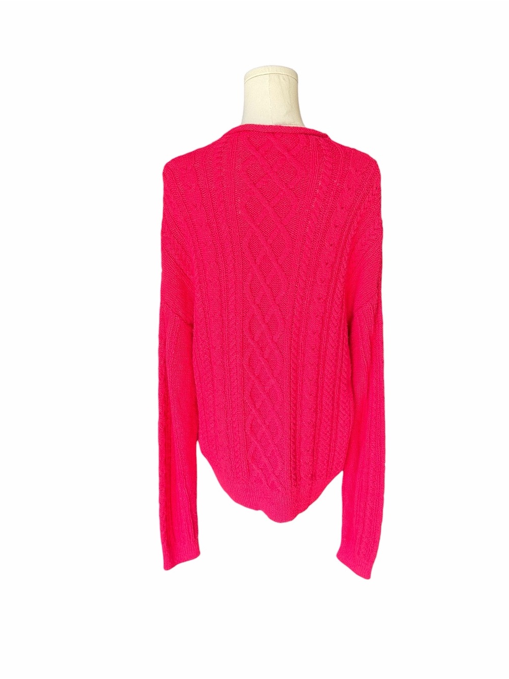 J.Crew - NWT Mockneck Rolled Cable Knit Sweater Raspberry Pink Sz Xl - Picture 4 of 7